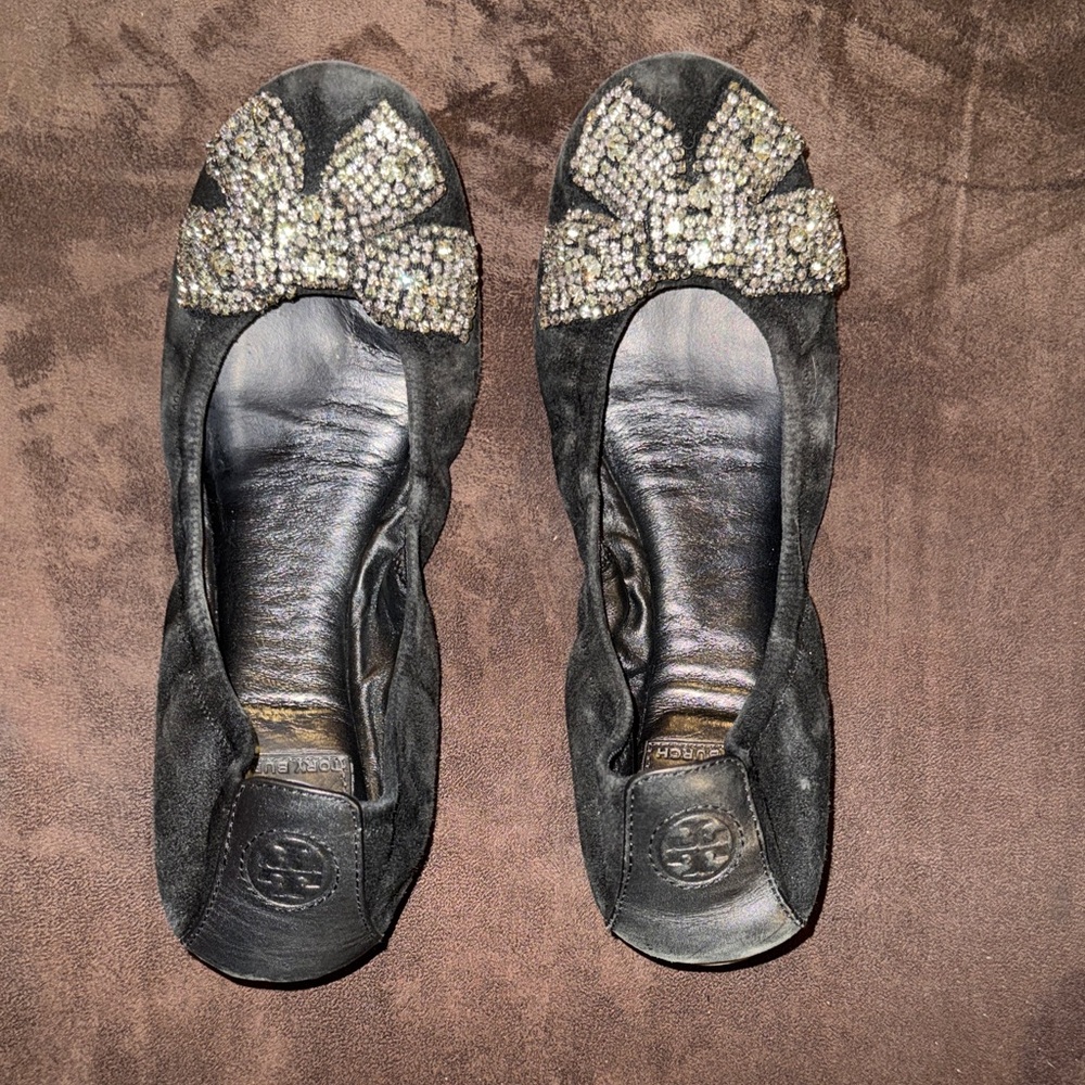Tory Burch - Embellished Black Flats